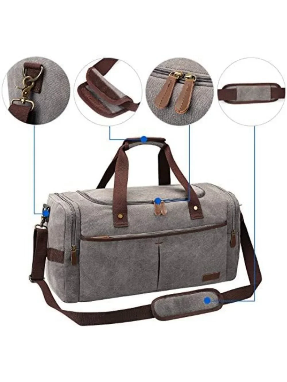 Expandable 65L Canvas Duffle Bag - Travel, Gym, Overnight Tote with Shoe